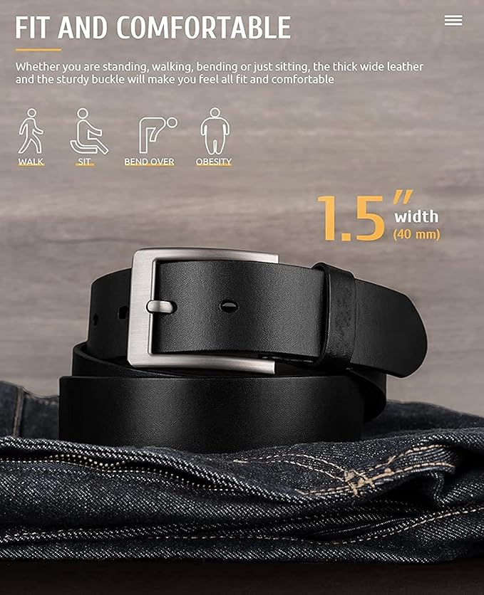 CREATURE Genuine Leather Belt for Men – Black | Formal & Casual Wear | 46-Inch Length | 40MM Width | Model BL-042-BLK (Duplec)