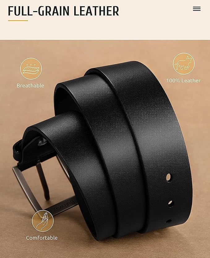 CREATURE Genuine Leather Belt for Men – Black | Formal & Casual Wear | 46-Inch Length | 40MM Width | Model BL-042-BLK (Duplec)