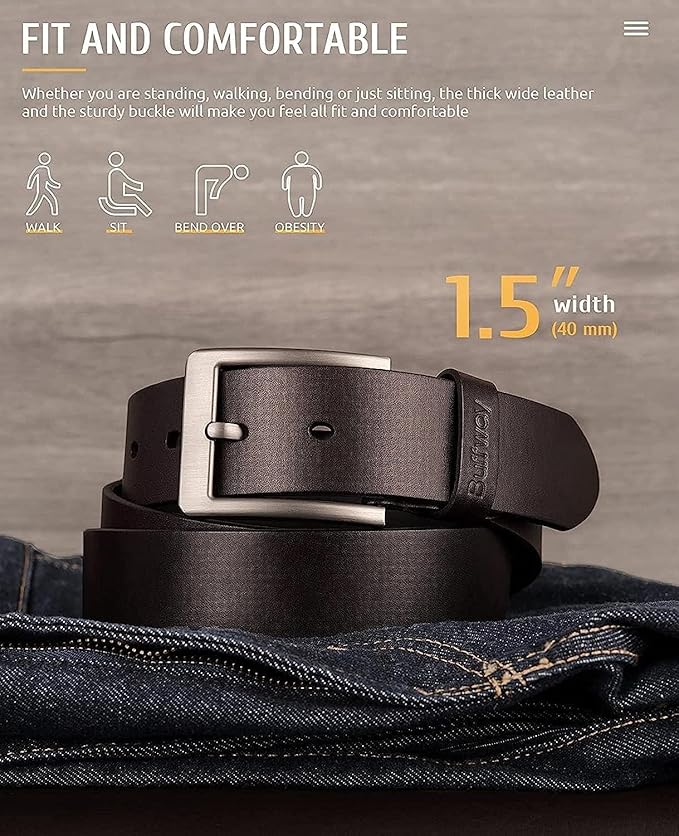 CREATURE Genuine Leather Belt for Men – Brown | Formal & Casual Wear | 46-Inch Length | 40MM Width | Model BL-042-BLK (Duplec)