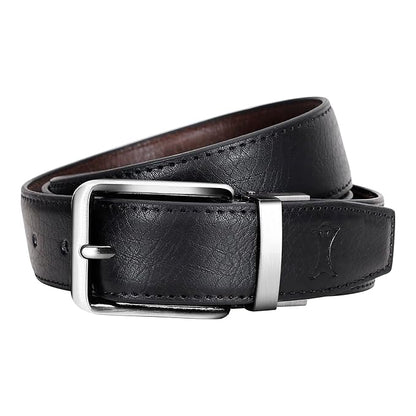 CREATURE Men's Reversible PU Leather Belt – Black & Brown Formal Dress Belt | Adjustable Up to 40" Waist | 46" Length | BL-01